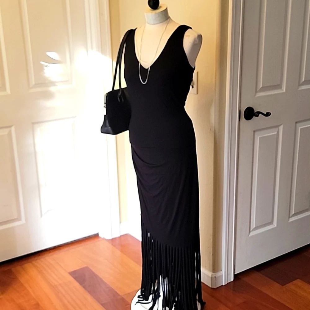 INC International Concepts Black Fringed Dress - Picture 1 of 6